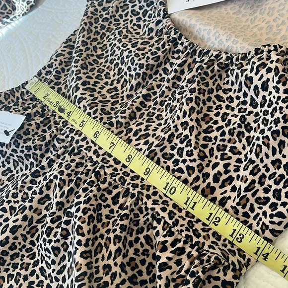 NWT Leopard Print Long Puff Sleeve Mini Dress Women's 6 Black Brown Milk Maid - Picture 10 of 17